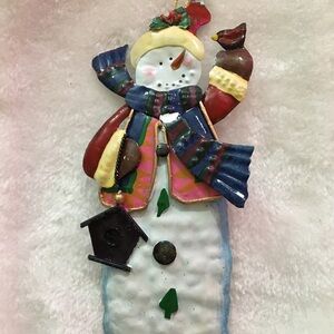 Festive Snowman Wall Decor with Scarf and Hat